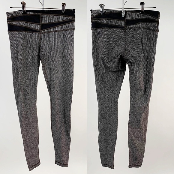 Lululemon Wunder Under Giant Herringbone Black Heathered Black Quilt Leggings 6 - Picture 2 of 8